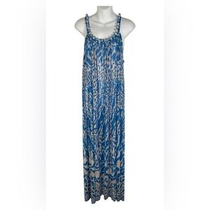 AVA Maxi dress with a blue and beige animal print. NWT‎ Size XS